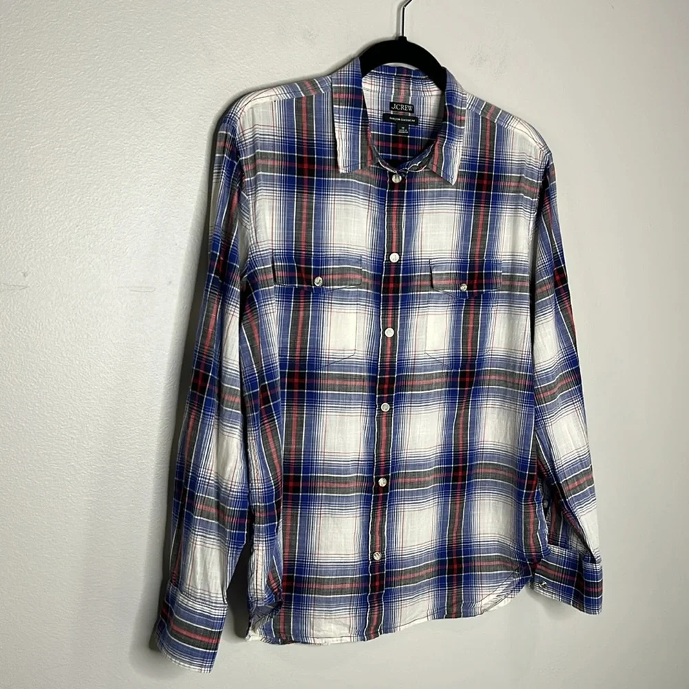 J. Crew Garçon Classic Fit Western snap front 100% Cotton plaid shirt size 10